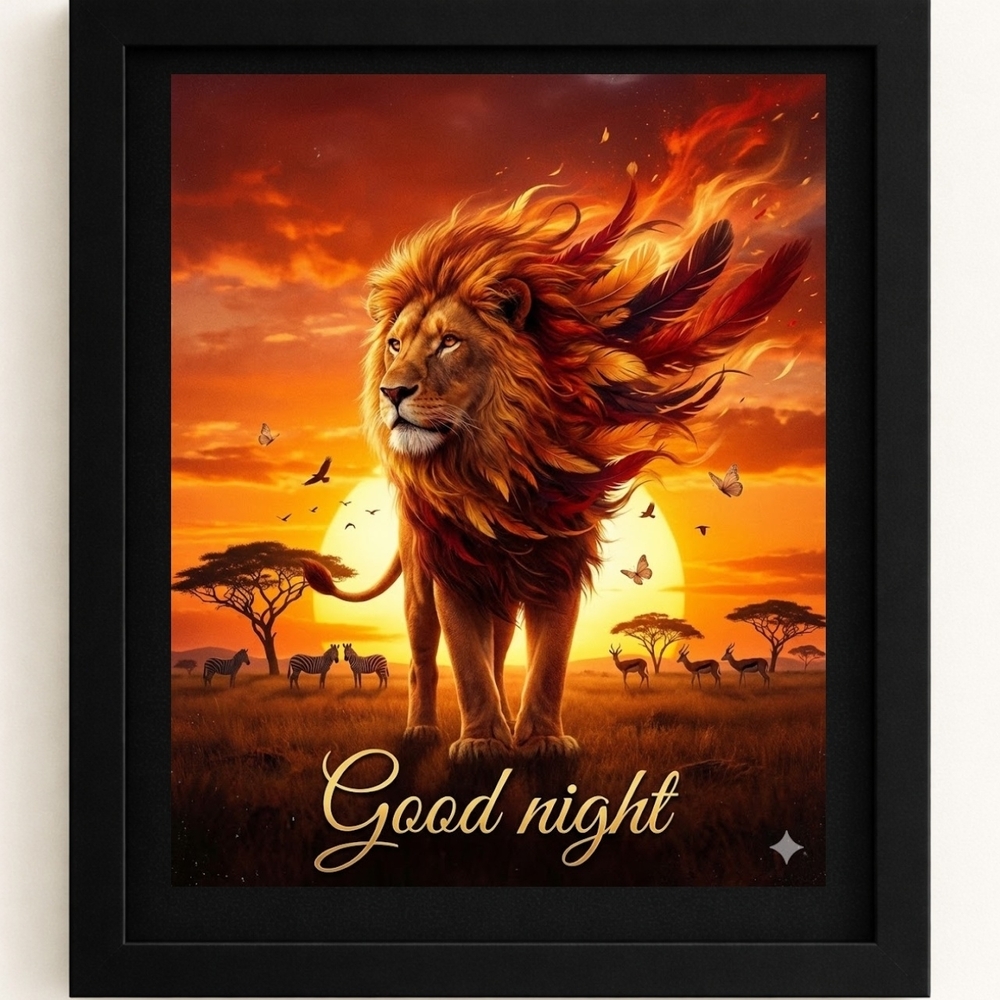 A.I. Lion Art Print In A Glass Front Frame 8x10